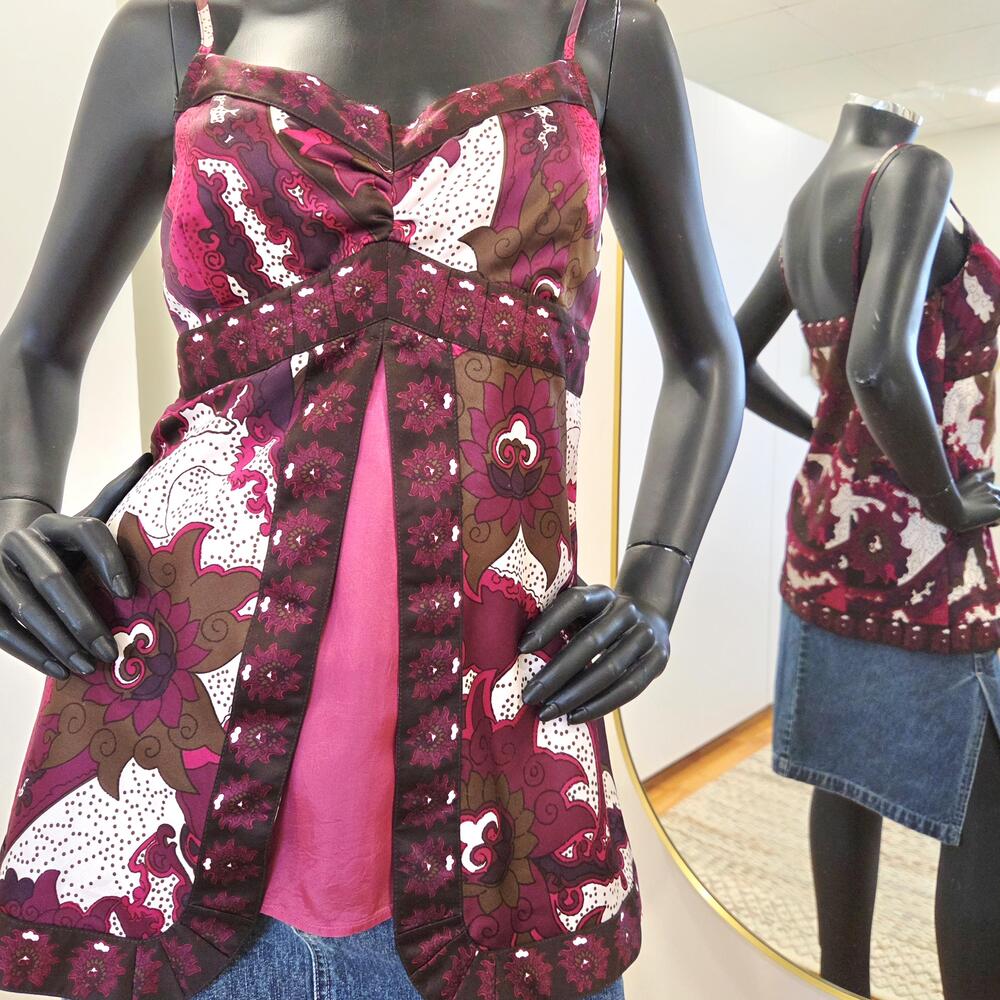 Vintage Y2K Esprit boho top | sleeveless floral tunic | M | early 2000s